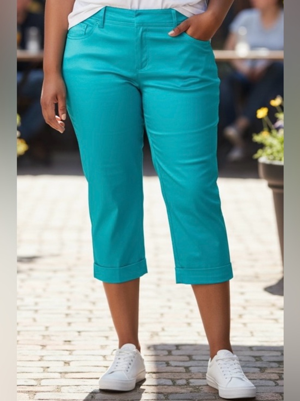 Cato Teal High Rise Crop Pants Capris Plus Size 20W